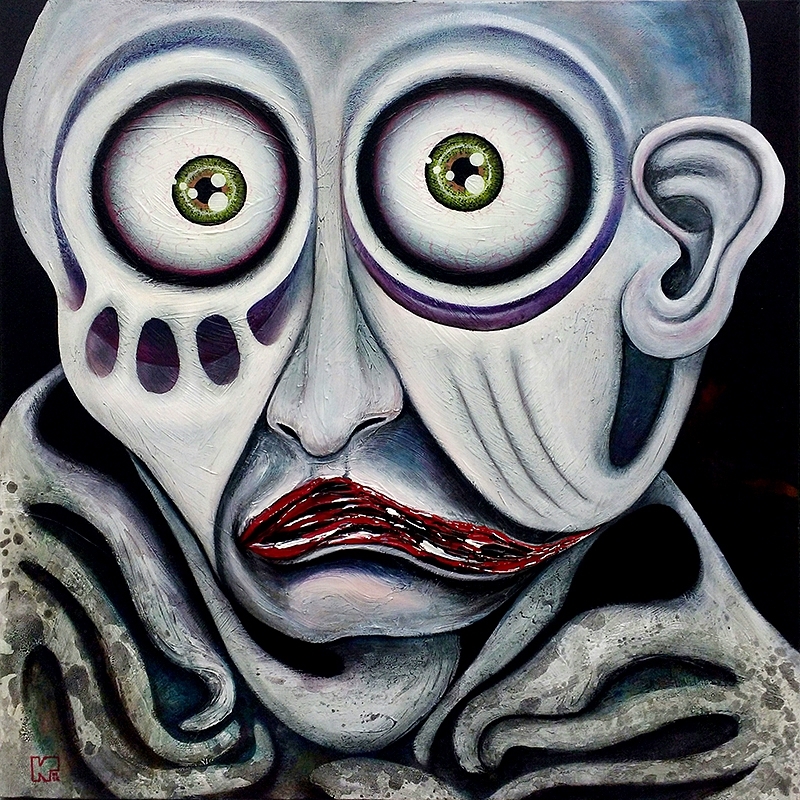 Acrylic, coloured pencil, watercolour on canvas, 80 x 80 cm, 2016. © Kyriakos Papageorgiou