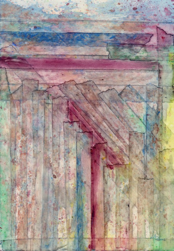 Μολύβι ακουαρέλας, χαρτοταινία σε χαρτί, 29.5 x 20.5 εκ, 2012. © Κυριάκος Παπαγεωργίου