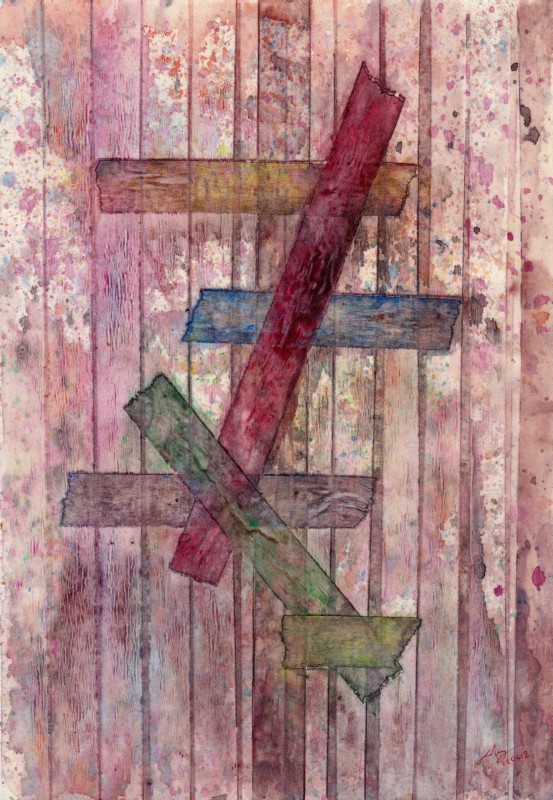 Μολύβι ακουαρέλας, χαρτοταινία σε χαρτί, 29.5 x 20.5 εκ, 2012. © Κυριάκος Παπαγεωργίου