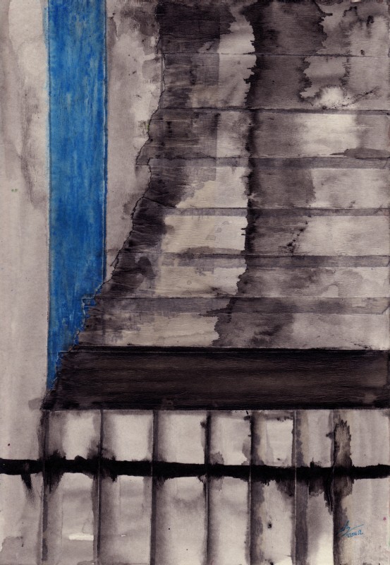 Μολύβι ακουαρέλας, χαρτοταινία σε χαρτί, 29.5 x 20.5 εκ, 2012. © Κυριάκος Παπαγεωργίου