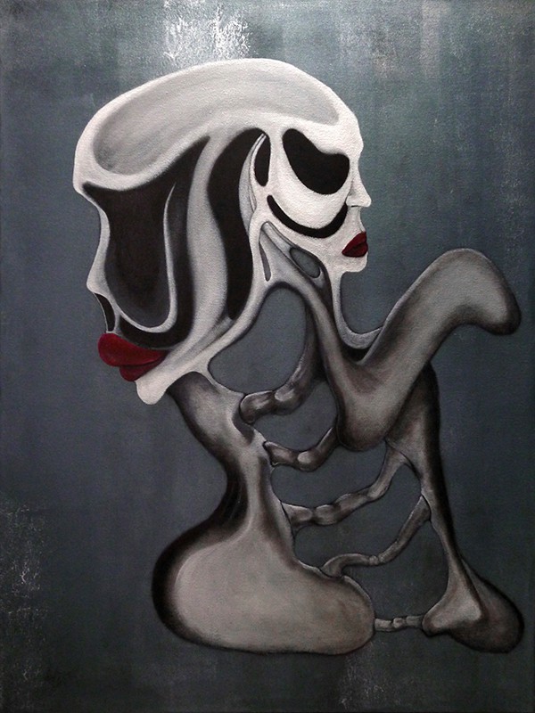 Κάρβουνο, ακρυλικό, ακουαρέλα σε καμβά, 80 x 60 εκ, 2014. © Κυριάκος Παπαγεωργίου