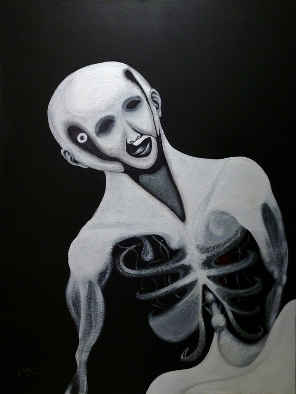 Κάρβουνο, ακρυλικό σε καμβά, 80 x 60 εκ, 2014. © Κυριάκος Παπαγεωργίου