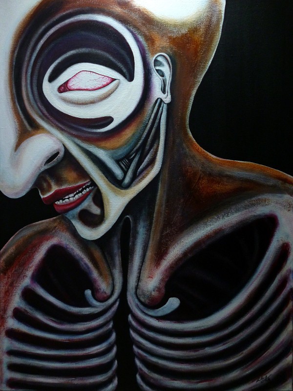 Κάρβουνο, ακρυλικό, ακουαρέλα σε καμβά, 80 x 60 εκ, 2014. © Κυριάκος Παπαγεωργίου