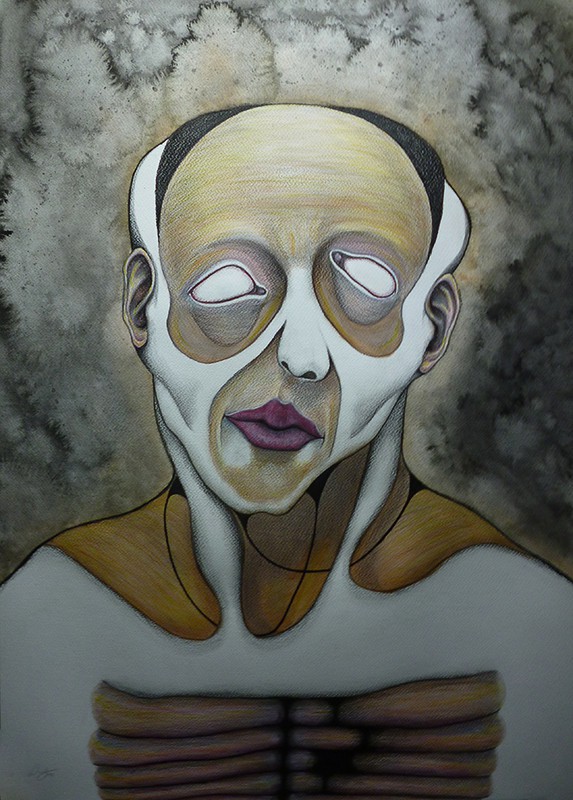 Γραφίτης, χρωματιστό μολύβι, ακουαρέλα σε χαρτί, 70 x 50 εκ, 2014. © Κυριάκος Παπαγεωργίου