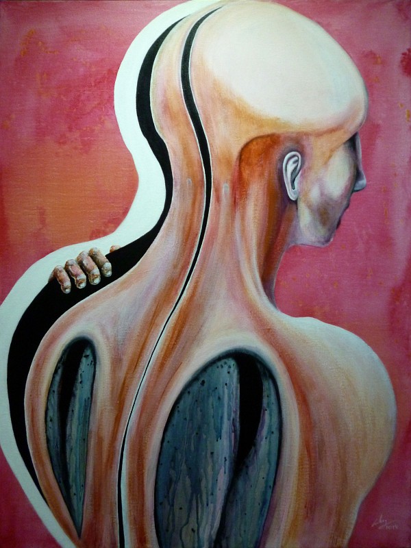 Κάρβουνο, ακρυλικό, ακουαρέλα, παστέλ σε καμβά, 80 x 60 εκ, 2014. © Κυριάκος Παπαγεωργίου