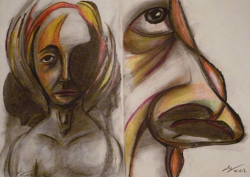 Charcoal, coloured pencil on paper, 2012. © Kyriakos Papageorgiou