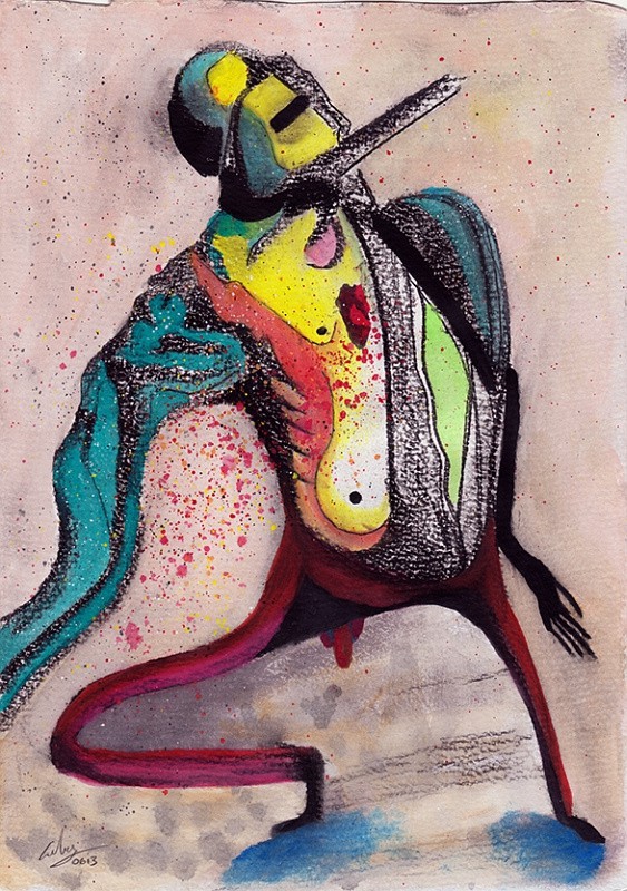 Charcoal, watercolour on paper, 2013. © Kyriakos Papageorgiou