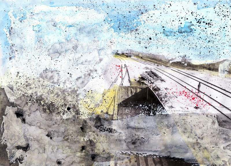 Graphite, watercolour, gesso, printed photograph 2013. © Kyriakos Papageorgiou